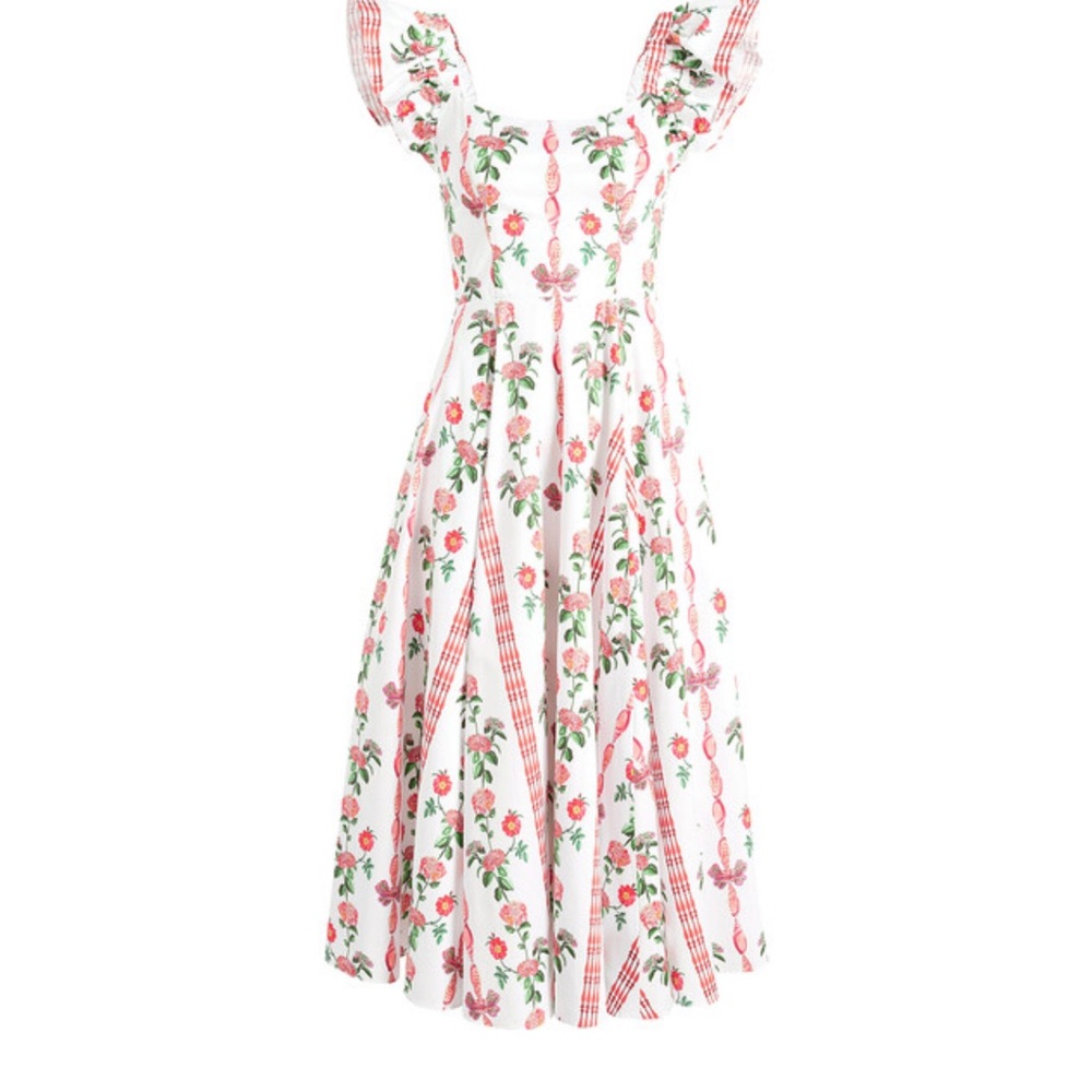 COPY - Hill House Daphne Dress - White with Red Shell Vine